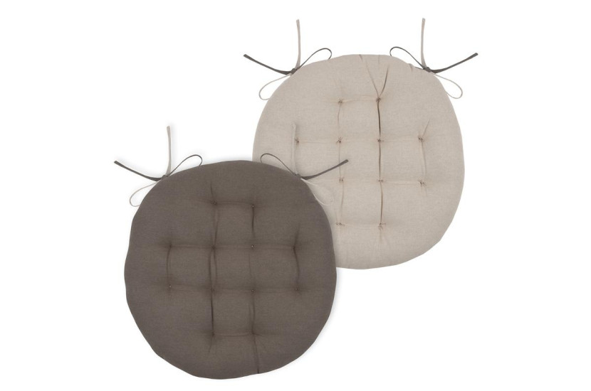 Poduszka na krzesło okrągła DUO, wiązana, 100% bawełny, Ø 38 cm 701439