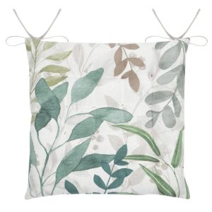 Poduszka na krzesło OMBRAGE 38×38 cm dwustronna motyw liści biało szara 1004130 Poduszka na krzesło OMBRAGE 38×38 cm dwustronna motyw liści biało szara 1004130
