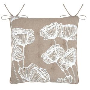 Poduszka na krzesło ORIANA 38×38 cm beżowa wzór białe kwiaty 807102 Poduszka na krzesło ORIANA 38×38 cm beżowa wzór białe kwiaty 807102