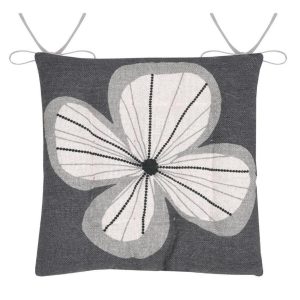 Poduszka na krzesło TILDA 38×38 cm dwustronna szaro czarna z troczkami 1004137 Poduszka na krzesło TILDA 38×38 cm dwustronna szaro czarna z troczkami 1004137