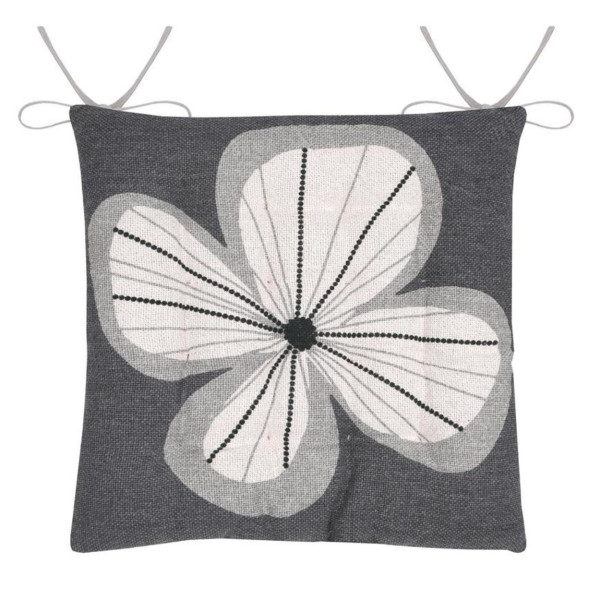 Poduszka na krzesło TILDA 38x38 cm dwustronna szaro czarna z troczkami 1004137