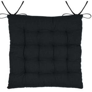 Poduszka na krzesło ZIANA 38×38 ecru czarno-kremowa liście z troczkami 1024563 Poduszka na krzesło ZIANA 38×38 ecru czarno-kremowa liście z troczkami 1024563