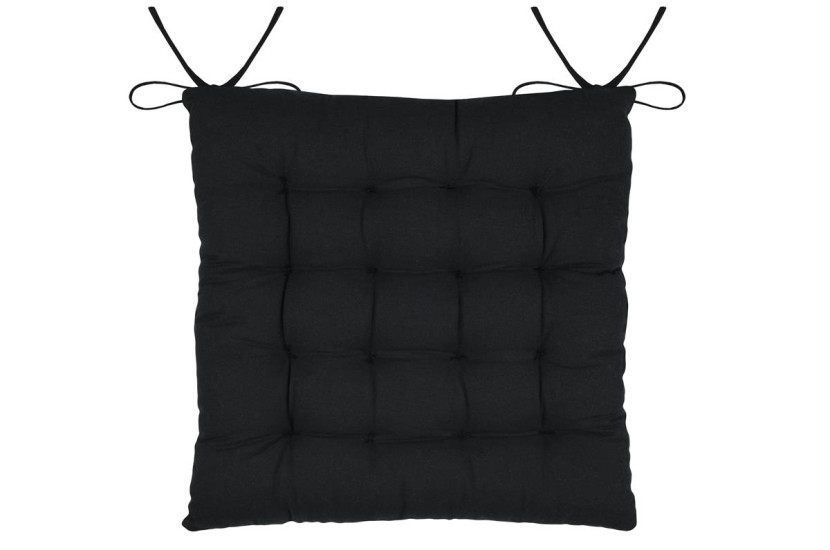 Poduszka na krzesło ZIANA 38x38 ecru czarno-kremowa liście z troczkami 1024563
