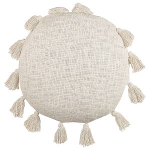 Poduszka ozdobna okrągła frędzle 45 cm beżowa 81192 Poduszka ozdobna okrągła frędzle 45 cm beżowa 81192