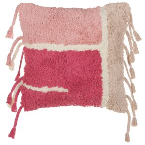 Poduszka tuftowana z frędzlami różowa 45×45 cm 169232 Poduszka tuftowana z frędzlami różowa 45×45 cm 169232