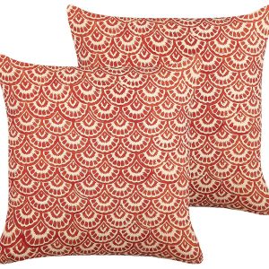 Poduszka w wzór geometryczny 45×45 cm czerwona 64449 Poduszka w wzór geometryczny 45×45 cm czerwona 64449