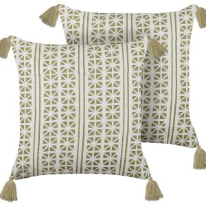 Poduszki dekoracyjne 45×45 cm zielone z białym 64431