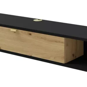 Podwieszana szafka rtv czarny + dąb artisan – Zyren 602316