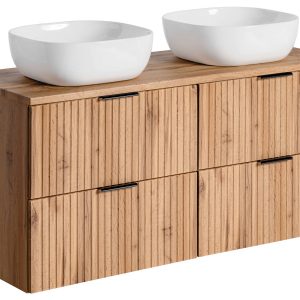 Podwójna Szafka ADEL OAK z umywalkami SMILE i blatem 120 cm 126433 Podwójna Szafka ADEL OAK z umywalkami SMILE i blatem 120 cm 126433