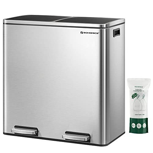 Podwójny Kosz Na Śmieci, 2 X 30 L, Dwukomorowy Kosz Kuchenny 432028