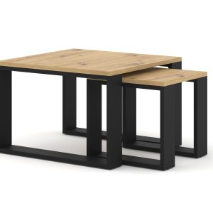 Podwójny stolik kawowy NUKA M 60×60 cm dąb artisan / czarny 239870 Podwójny stolik kawowy NUKA M 60×60 cm dąb artisan / czarny 239870