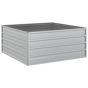 Podwyższona rabatka Srebrny 100 x 100 x 45 cm Stal vidaXL 564306 Podwyższona rabatka Srebrny 100 x 100 x 45 cm Stal vidaXL 564306