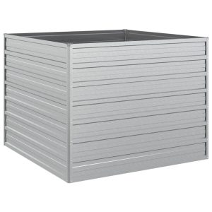 Podwyższona rabatka Srebrny 100 x 100 x 77 cm Stal vidaXL 564177 Podwyższona rabatka Srebrny 100 x 100 x 77 cm Stal vidaXL 564177