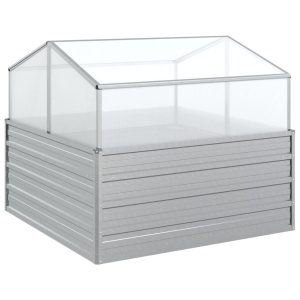 Podwyższona rabatka Srebrny 100 x 100 x 85 cm Stal vidaXL 563785 Podwyższona rabatka Srebrny 100 x 100 x 85 cm Stal vidaXL 563785
