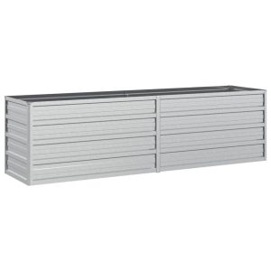 Podwyższona rabatka Srebrny 160 x 40 x 45 cm Stal vidaXL 564455 Podwyższona rabatka Srebrny 160 x 40 x 45 cm Stal vidaXL 564455