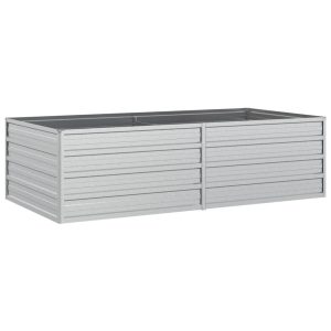 Podwyższona rabatka Srebrny 160 x 80 x 45 cm Stal vidaXL 563816 Podwyższona rabatka Srebrny 160 x 80 x 45 cm Stal vidaXL 563816