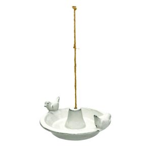 Poidełko dla ptaków ceramiczne białe 30x28x10 cm wiszące ozdobne 940044 Poidełko dla ptaków ceramiczne białe 30x28x10 cm wiszące ozdobne 940044
