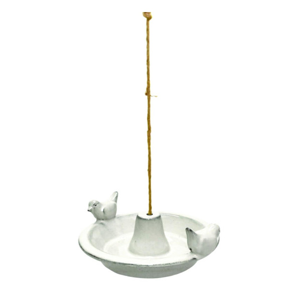 Poidełko dla ptaków ceramiczne białe 30x28x10 cm wiszące ozdobne 940044