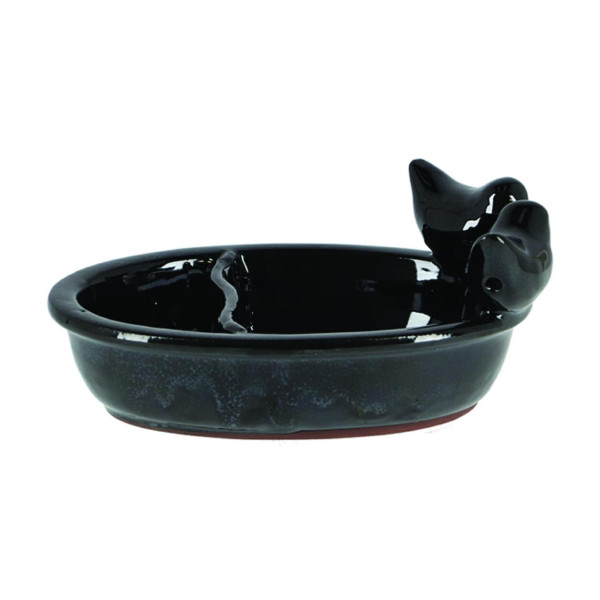 Poidełko dla ptaków ceramiczne czarne 20x16x9 cm figurka ogrodowa 940038