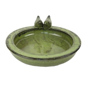 Poidełko dla ptaków ceramiczne zielone 33x31x11 cm ogrodowe ozdobne 940047 Poidełko dla ptaków ceramiczne zielone 33x31x11 cm ogrodowe ozdobne 940047