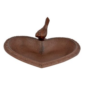 Poidełko dla ptaków żeliwne brązowe 17x15x8 cm serce z ptaszkiem 940041 Poidełko dla ptaków żeliwne brązowe 17x15x8 cm serce z ptaszkiem 940041