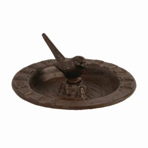 Poidełko dla ptaków żeliwne brązowe 24 cm zegar słoneczny do ogrodu 940056 Poidełko dla ptaków żeliwne brązowe 24 cm zegar słoneczny do ogrodu 940056
