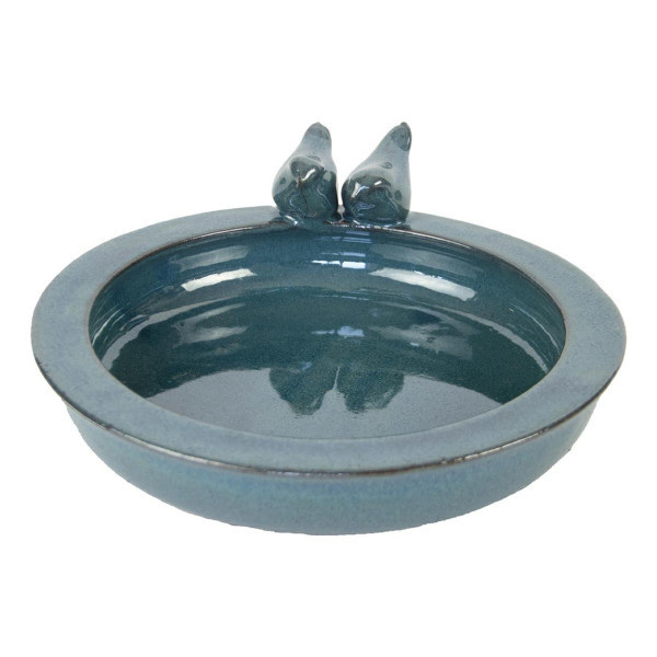 Poidełko i karmnik dla ptaków z terakoty Vintage niebieskie 31 cm 1042997