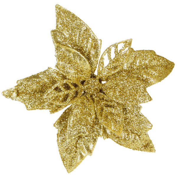 Poinsecja, sztuczny kwiat 12 cm gwiazda betlejemska złota 390342