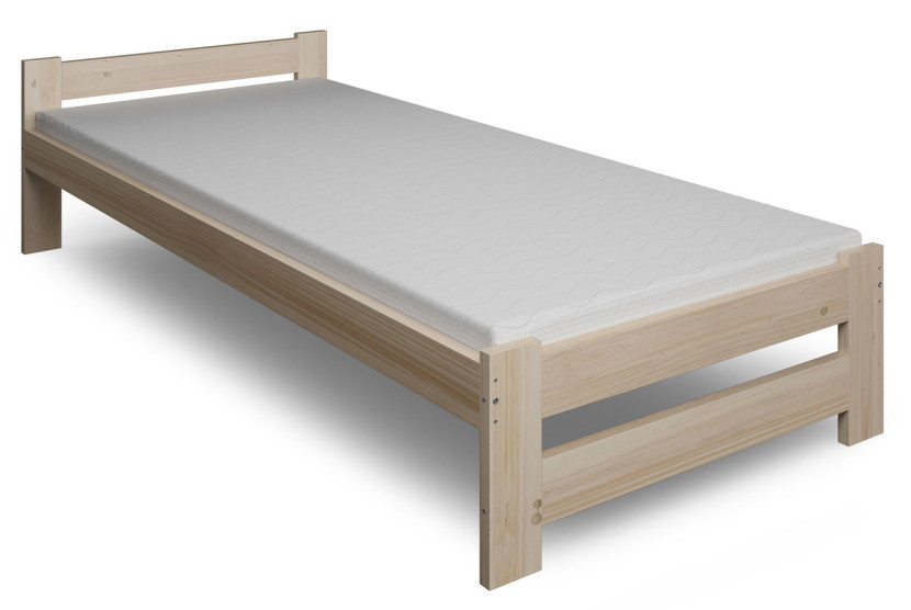 Pojedyncze drewniane łóżko z materacem 90x200 - Ornix 326708