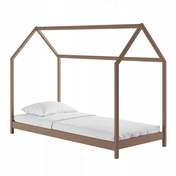 Pojedyncze łóżko domek ze stelażem flex LUCKY 80x180 mleczna czekolada 941209