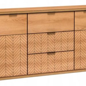 Pojemna komoda do salonu WZÓR JODEŁKI dąb karmel FONTI F-3 219755 Pojemna komoda do salonu WZÓR JODEŁKI dąb karmel FONTI F-3 219755