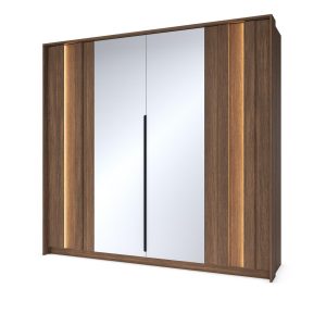 Pojemna szafa 4-Drzwiowa do sypialni FARO 223cm z Lustrem i LED Dąb Dunin 1078377 Pojemna szafa 4-Drzwiowa do sypialni FARO 223cm z Lustrem i LED Dąb Dunin 1078377