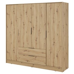 Pojemna szafa czterodrzwiowa ELLY 4D z półkami i szufladami – Dąb Artisan 710079 Pojemna szafa czterodrzwiowa ELLY 4D z półkami i szufladami – Dąb Artisan 710079