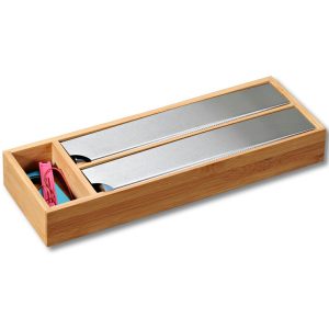 Pojemnik na folię kuchenną nowoczesny 39.5x13x5.5 cm stal bambus 701749 Pojemnik na folię kuchenną nowoczesny 39.5x13x5.5 cm stal bambus 701749
