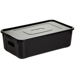 Pojemnik Plastikowy 34X20X10 Cm 7 L Z Pokrywą Do Przechowywania Czarne 754462 Pojemnik Plastikowy 34X20X10 Cm 7 L Z Pokrywą Do Przechowywania Czarne 754462