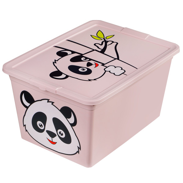 Pojemnik Plastikowy Na Zabawki Z Pokrywą 30 L Zamykany Panda Różowy 750651