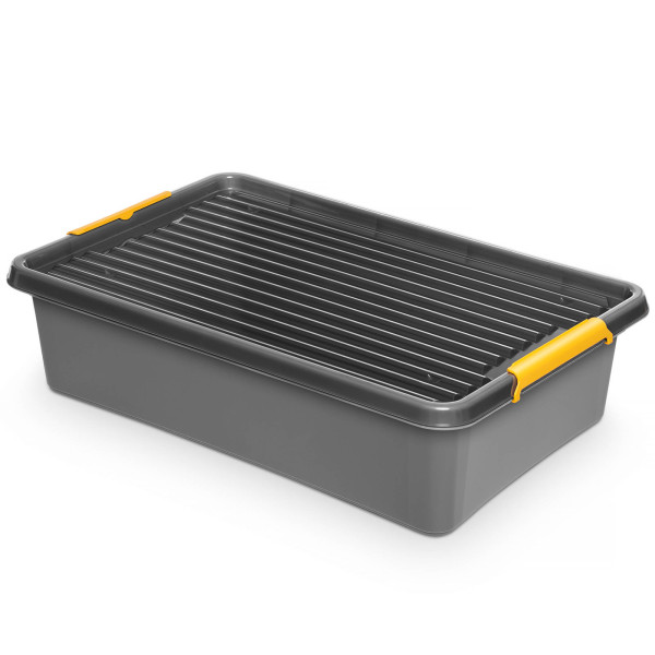 Pojemnik Pudło Plastikowe Z Pokrywą Na Kółkach Szary 29 L 377868