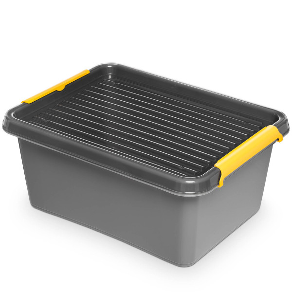 Pojemnik Pudło Plastikowe Z Pokrywą Zamykane 12,5 l Szary 377912