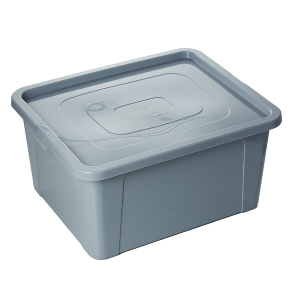 Pojemnik Pudło Plastikowe Z Pokrywą Zamykane 20 L Szary 377865