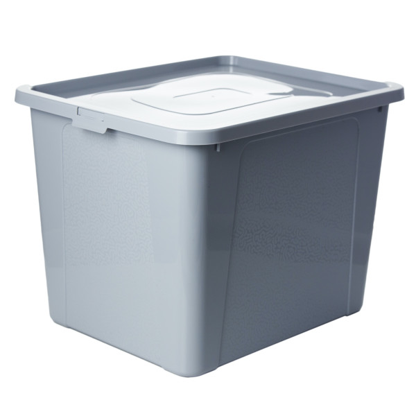 Pojemnik Pudło Plastikowe Z Pokrywą Zamykane 30 L Szary 377877
