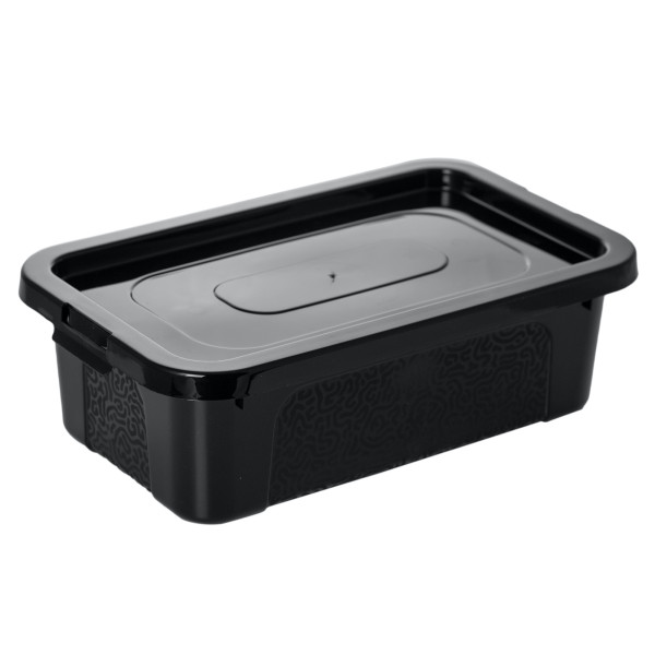 Pojemnik Pudło Plastikowe Z Pokrywą Zamykane 4,5 L Czarny 377871