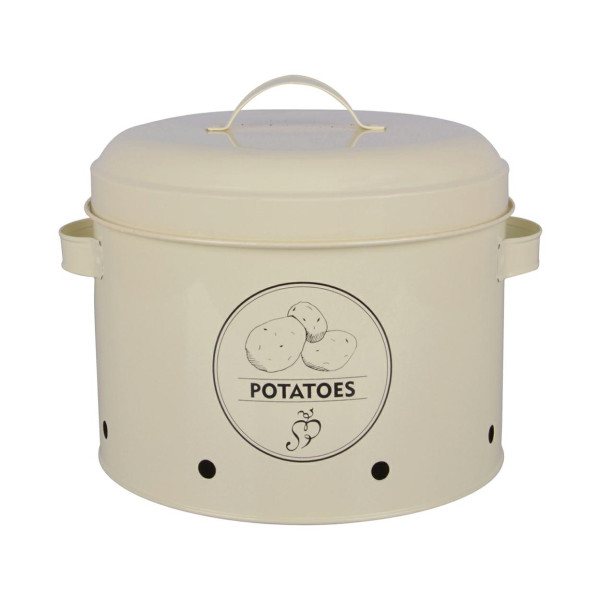 Pojemnik stalowy kremowy na ziemniaki wentylowany 6,3L retro 944421