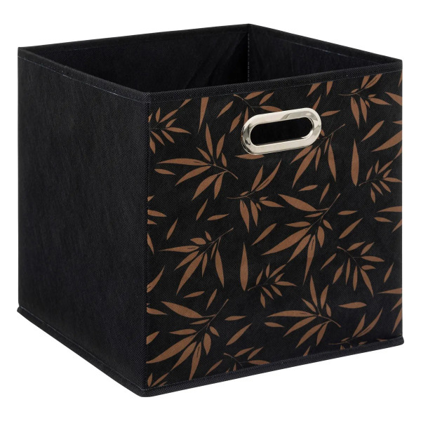 Pojemnik tekstylny Harmony 31x31 cm składany organizer liście czarnobrązowy 1020134
