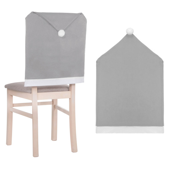 Pokrowiec na krzesło, czapka Mikołaja szara 755729