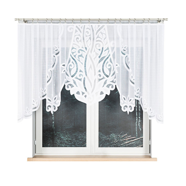 POLA - Firanka gotowa żakardowa z podcięciem na dole - 300x120 cm - biały 899788