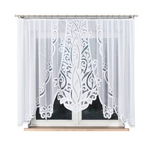 POLA – Firanka gotowa żakardowa z podcięciem na dole – 300×160 cm – biały 774639 POLA – Firanka gotowa żakardowa z podcięciem na dole – 300×160 cm – biały 774639