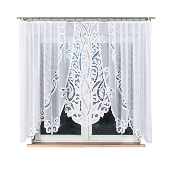 POLA - Firanka gotowa żakardowa z podcięciem na dole - 300x160 cm - biały 774639
