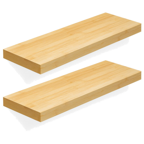 Półka bambus zestaw 2 sztuki na ścianę do salonu BEGRYF 60x20x3,8 790117