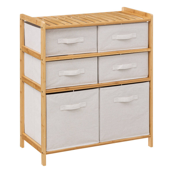 Półka bambusowa TIDY z 6 materiałowymi koszami, wys. 78,5 cm 270849