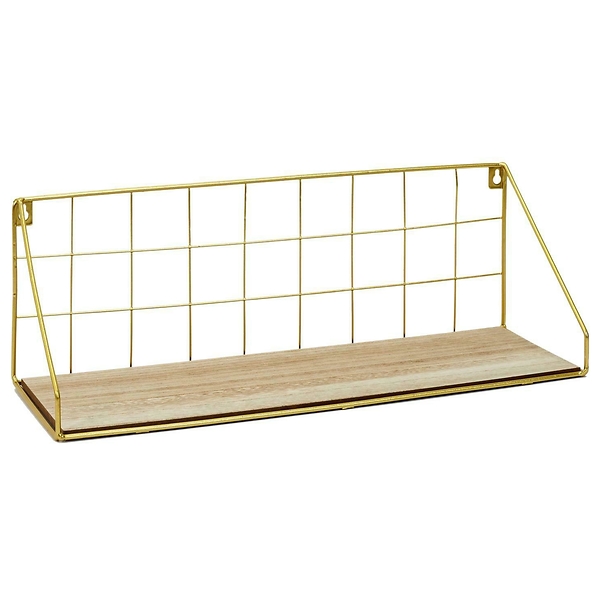 PÓŁKA Canard złota METALOWA wisząca MDF W OKLEINIE DĘBU 45347